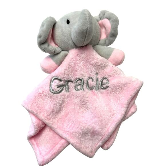 Elephant Baby Infant Security Blanket Embroidered “Gracie” Lovey Plush Fleece - Picture 1 of 10